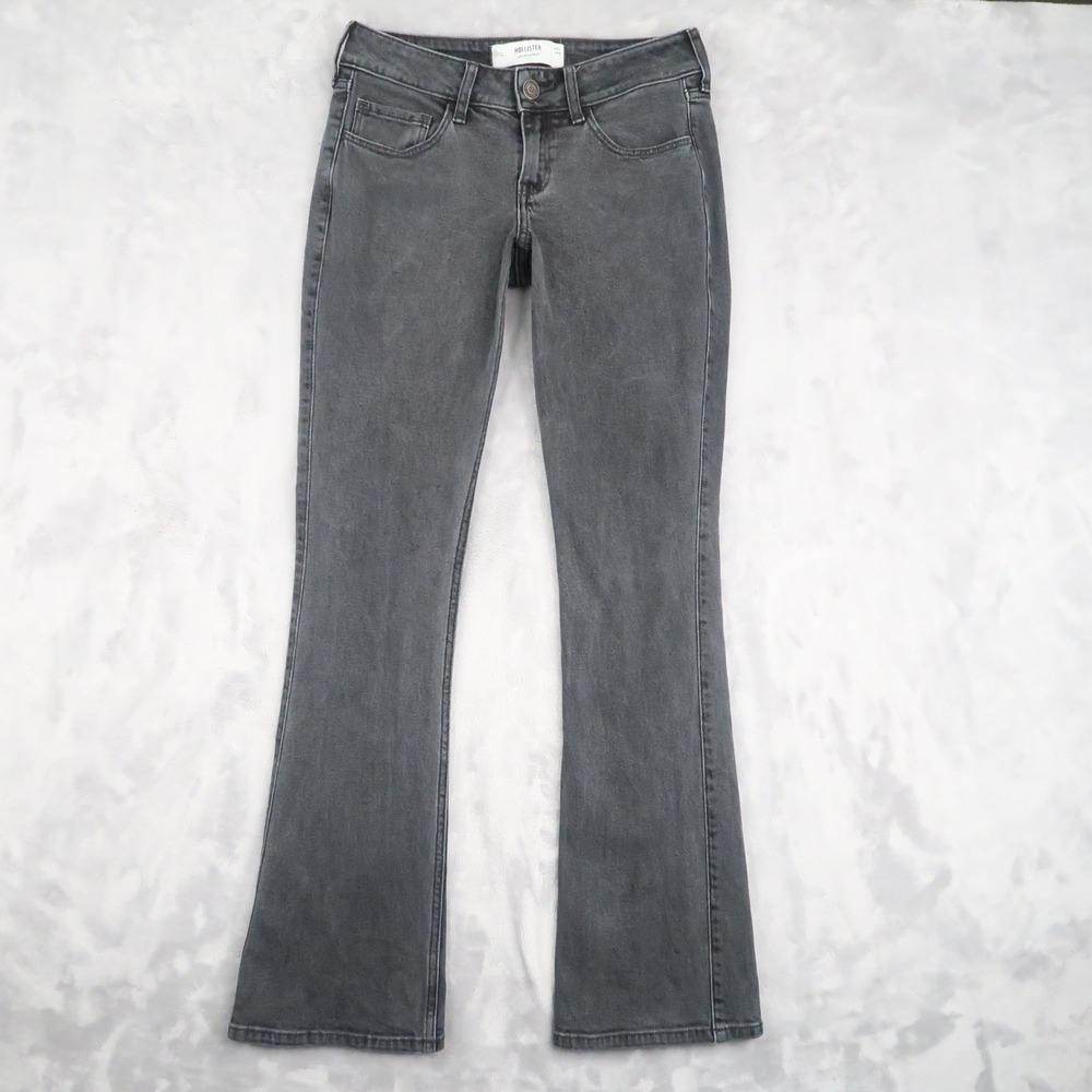 Hollister Jeans Womens 2L W26 Long Fit 26x32 Faded Black Low-Rise Bootcut Grunge